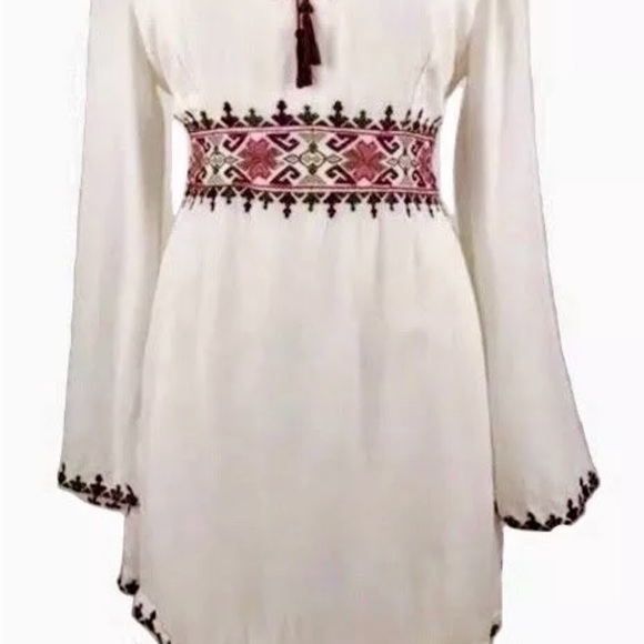SANCTUARY Women's Azita Dress 12 Boho Embroidered Bell Sleeves White Peasant - Picture 5 of 10
